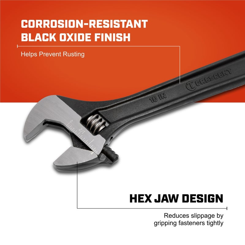 Crescent 10" Adjustable Black Oxide Wrench - Carded - AT210VS - Image 3